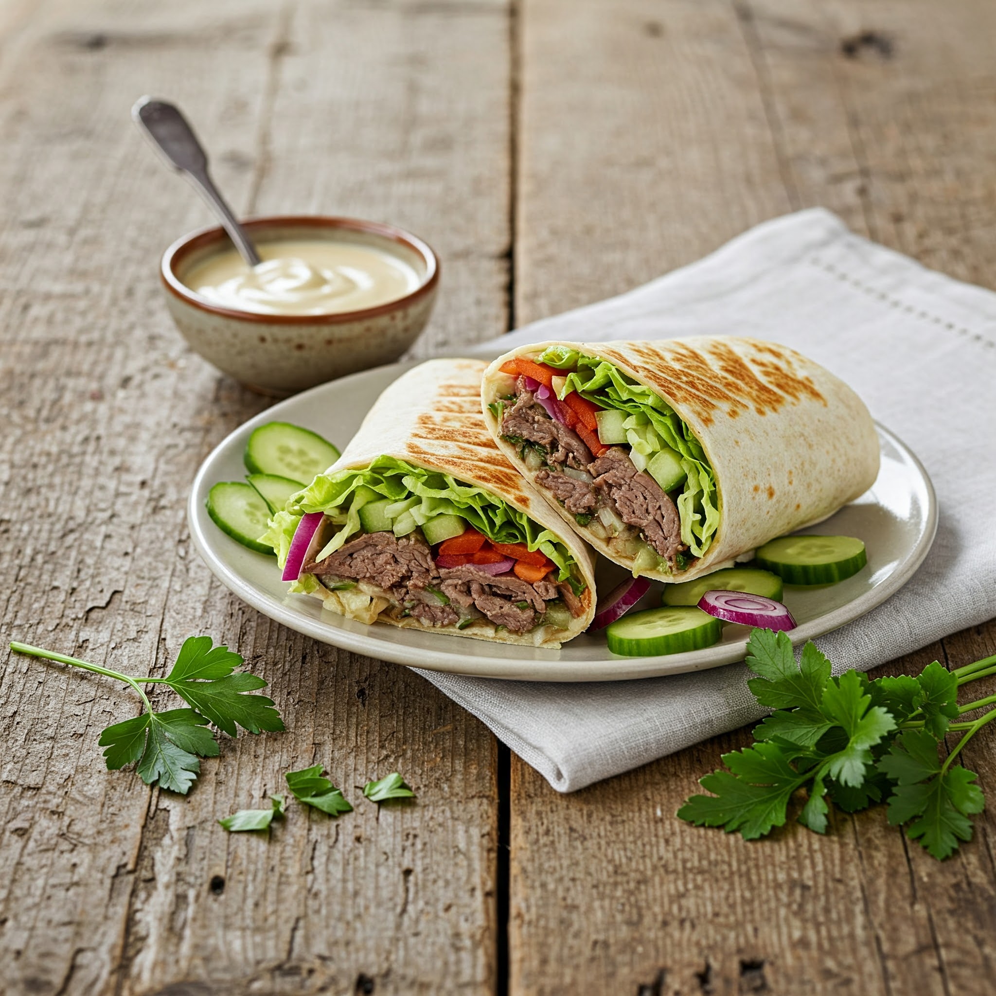 Middle Eastern Lamb Shawarma Wrap