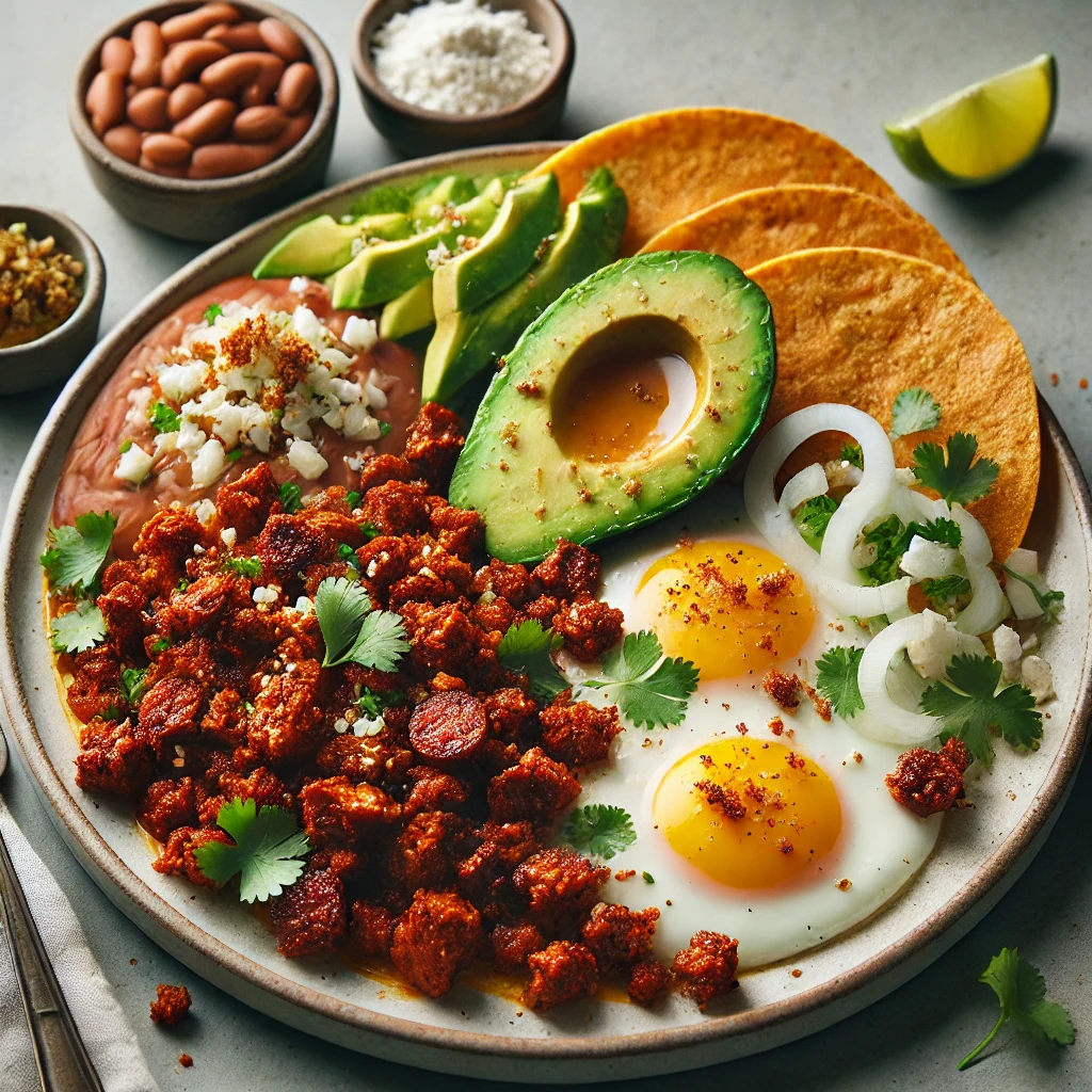 Mexican-Chorizo-and-Eggs-Breakfast-Skillet-From-Above-Spicy-and-Satisfying-Breakfast-Meal