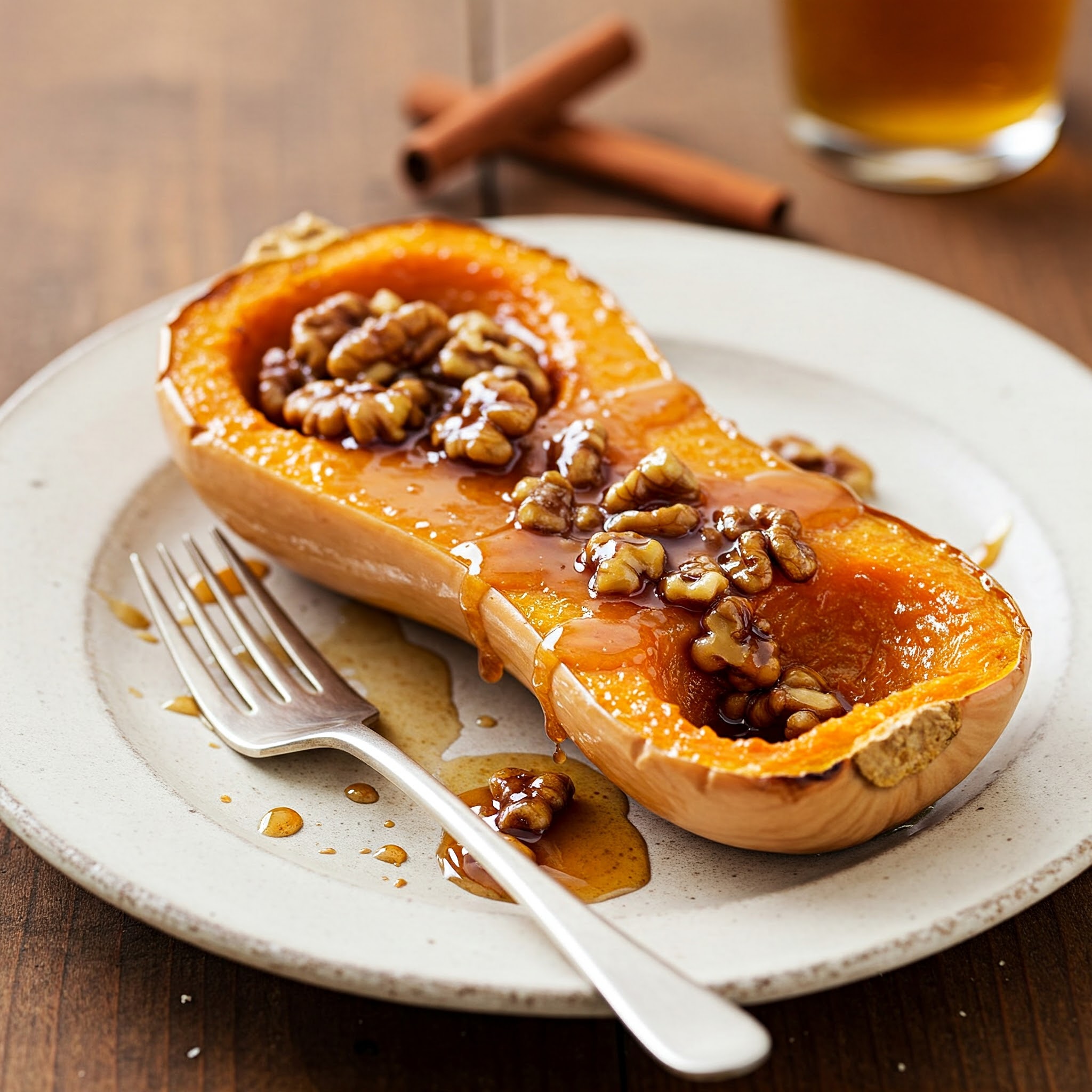 roasted butternut squash recipe with cinnamon maple and walnuts