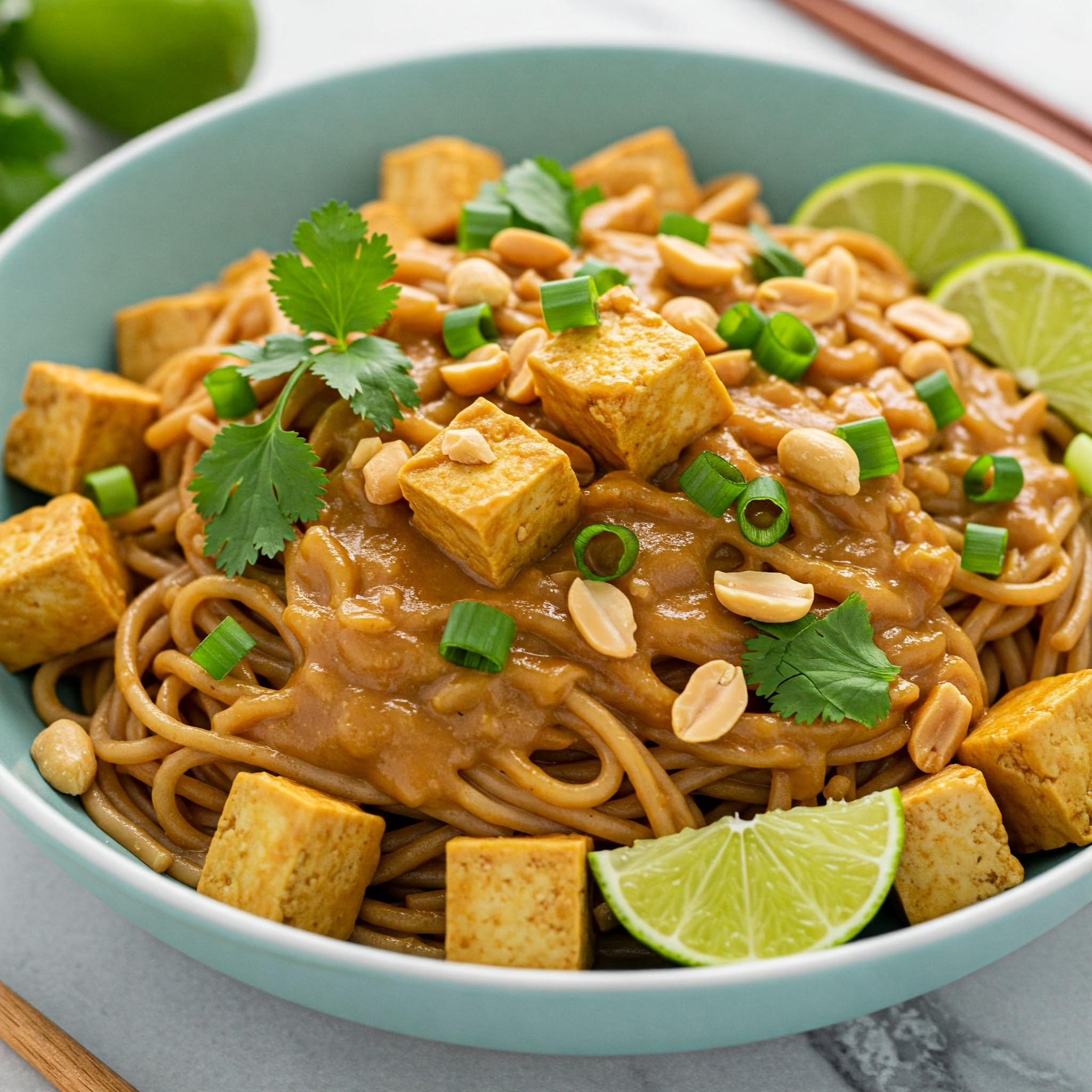 Bold and Spicy Peanut Noodles with Tofu