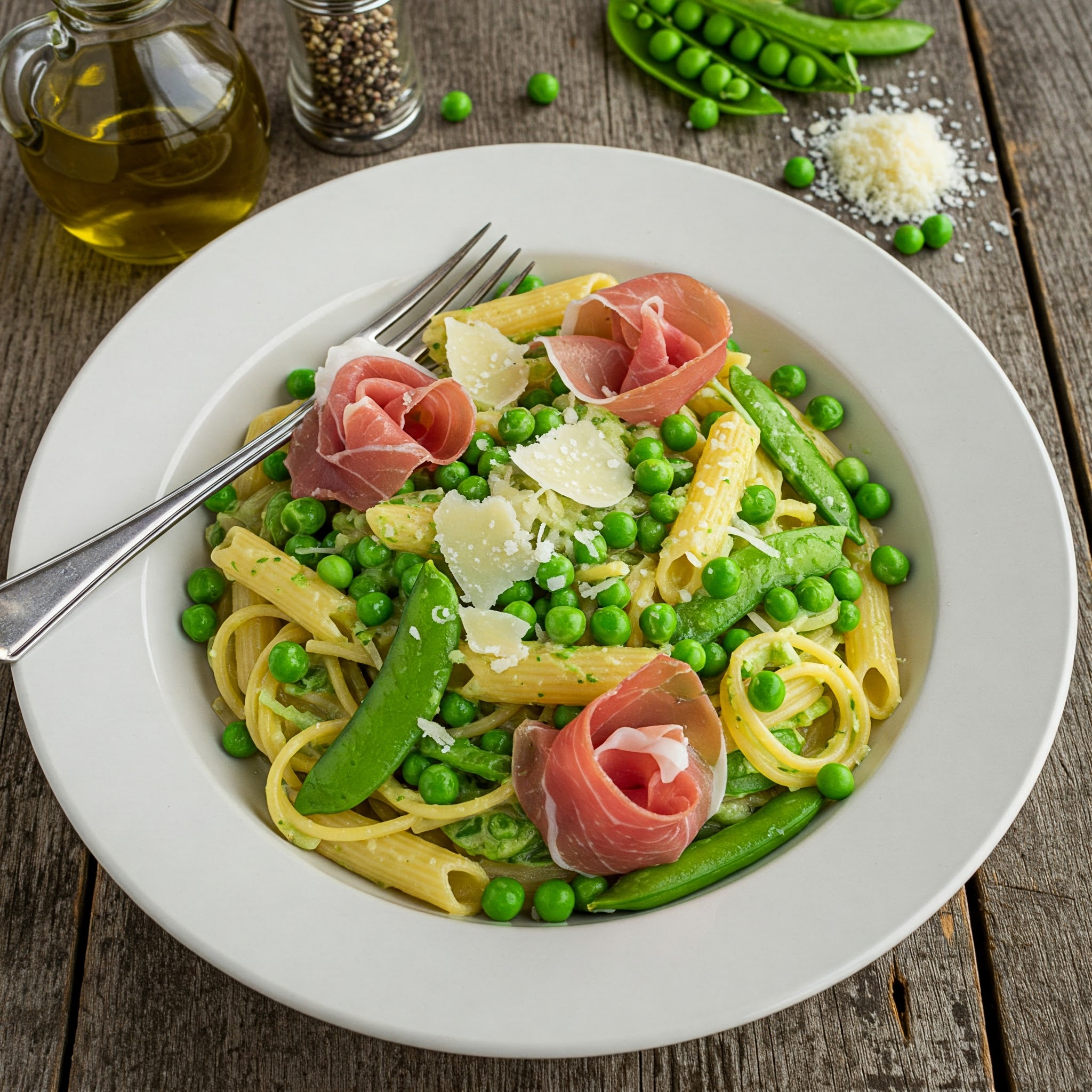 Bright Spring Pea & Prosciutto Pasta