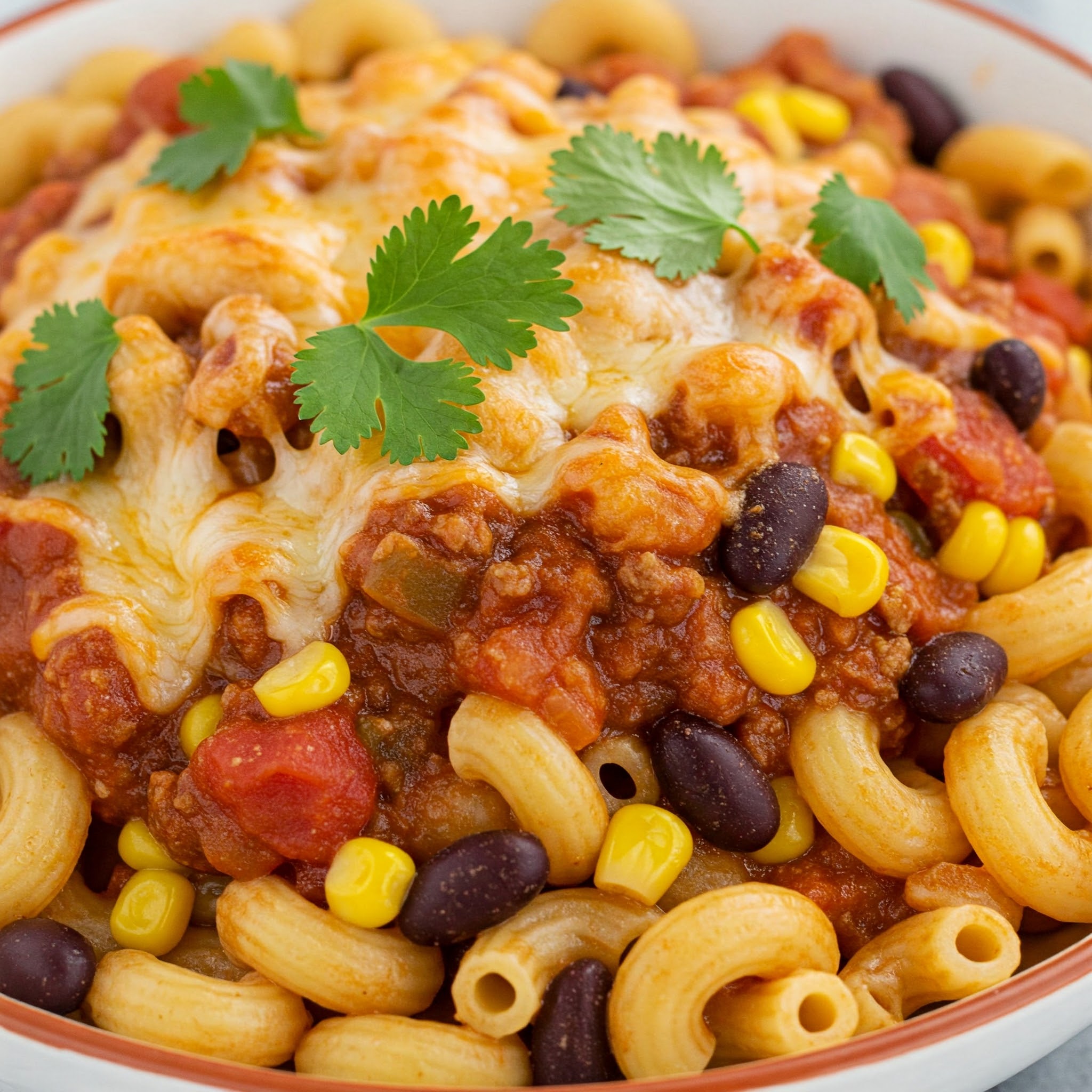 Fiery Spicy Corn & Black Bean Chili Mac with Ground Beef