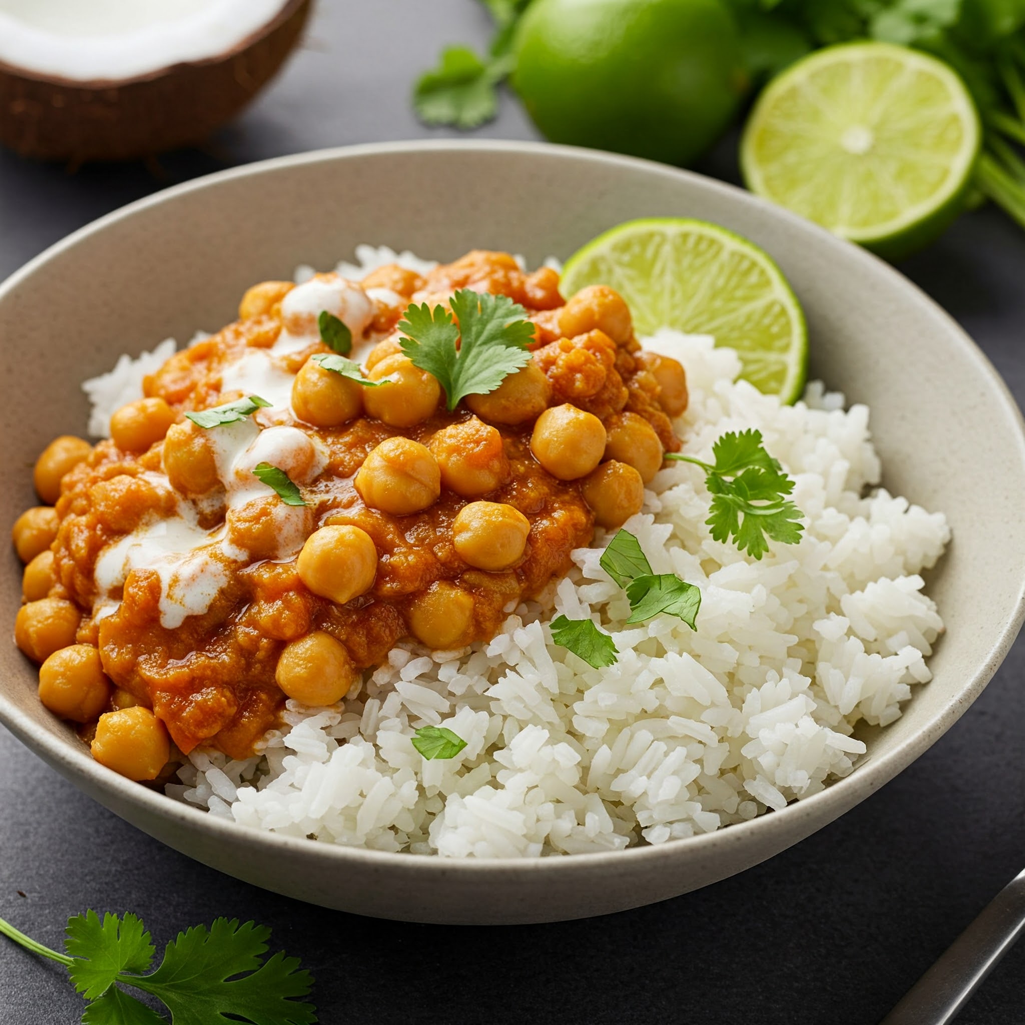 Fragrant Curried Chickpea & Coconut Rice