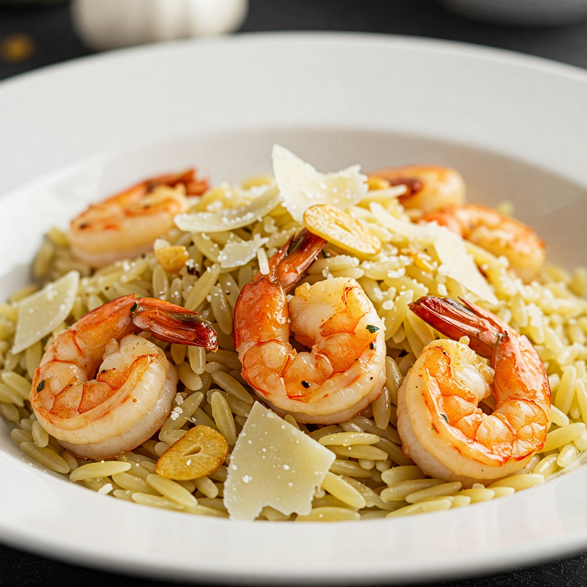 Garlicky Parmesan Shrimp Orzo