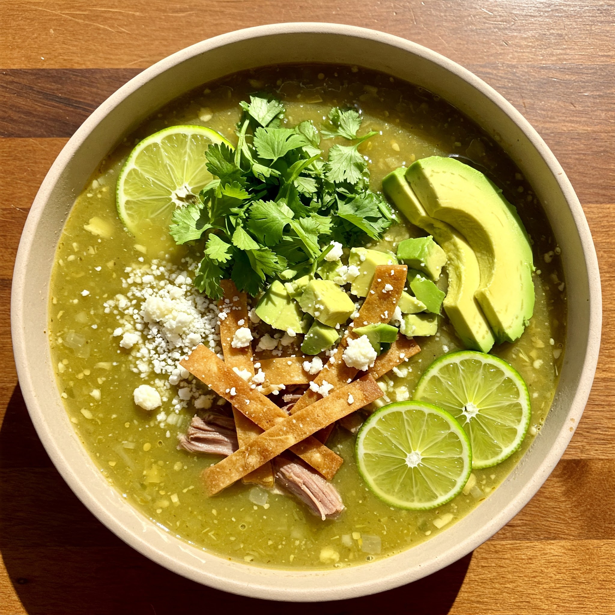 Green Chile & Pork Tortilla Soup