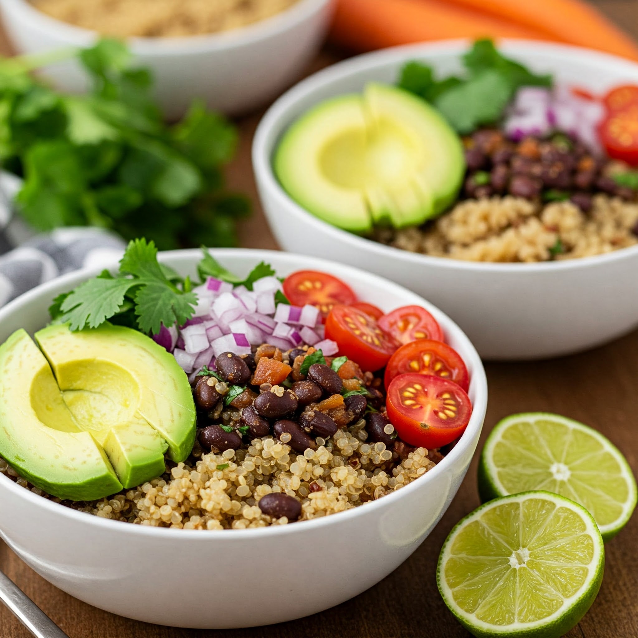 Hearty Cilantro Lime Black Bean Quinoa Bowls