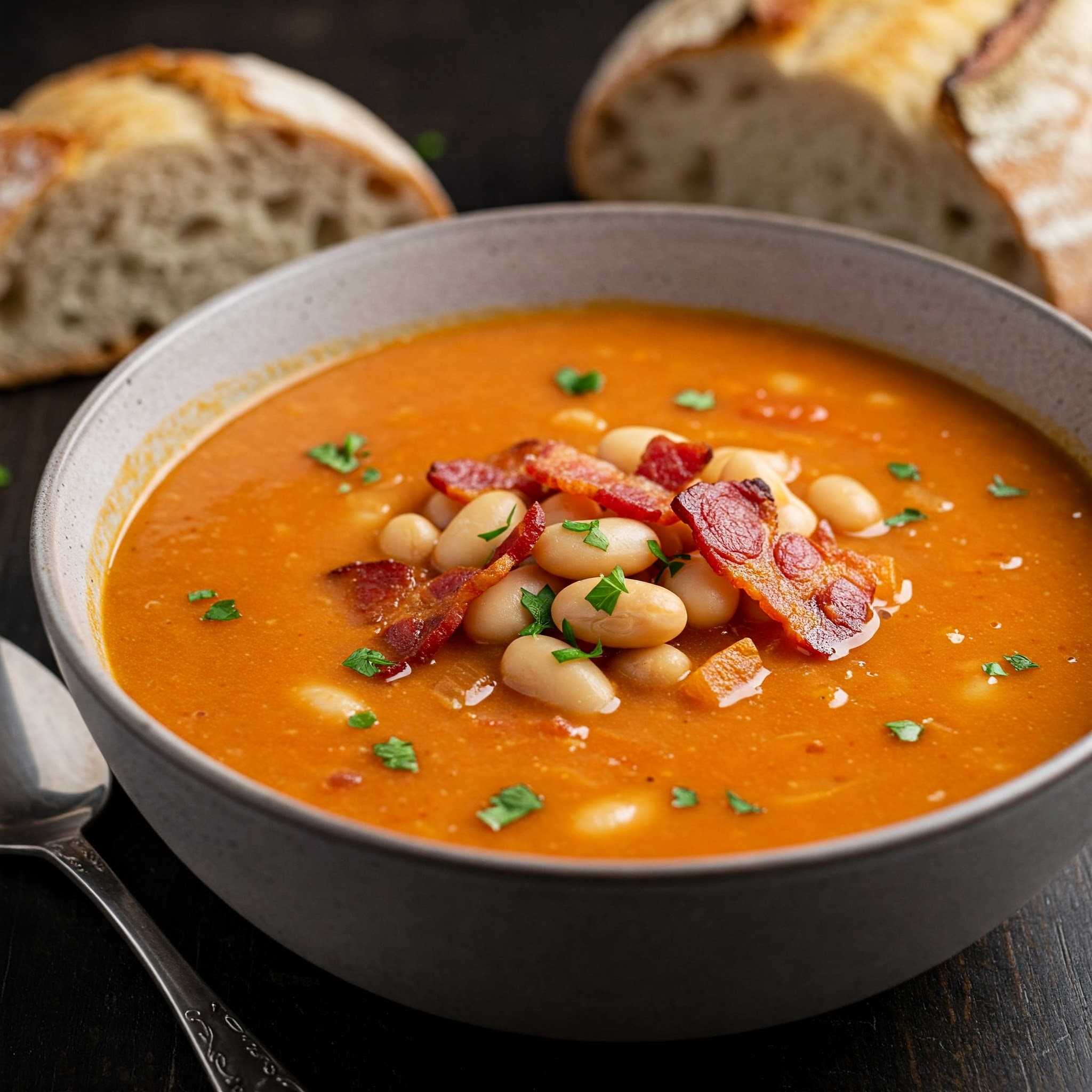 Smoky Cannellini Bean & Bacon Soup