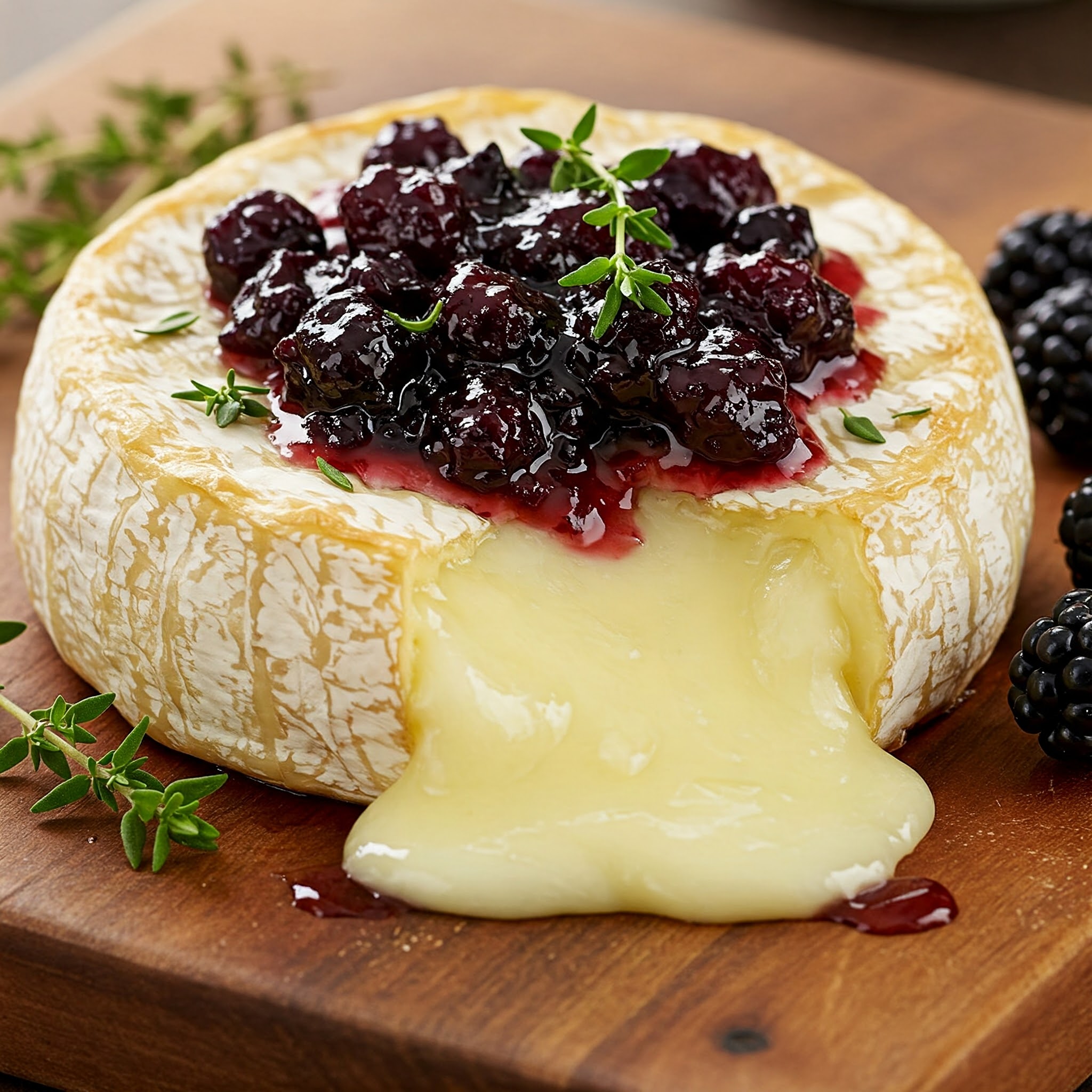 Sweet and Savory Blackberry & Thyme Baked Brie