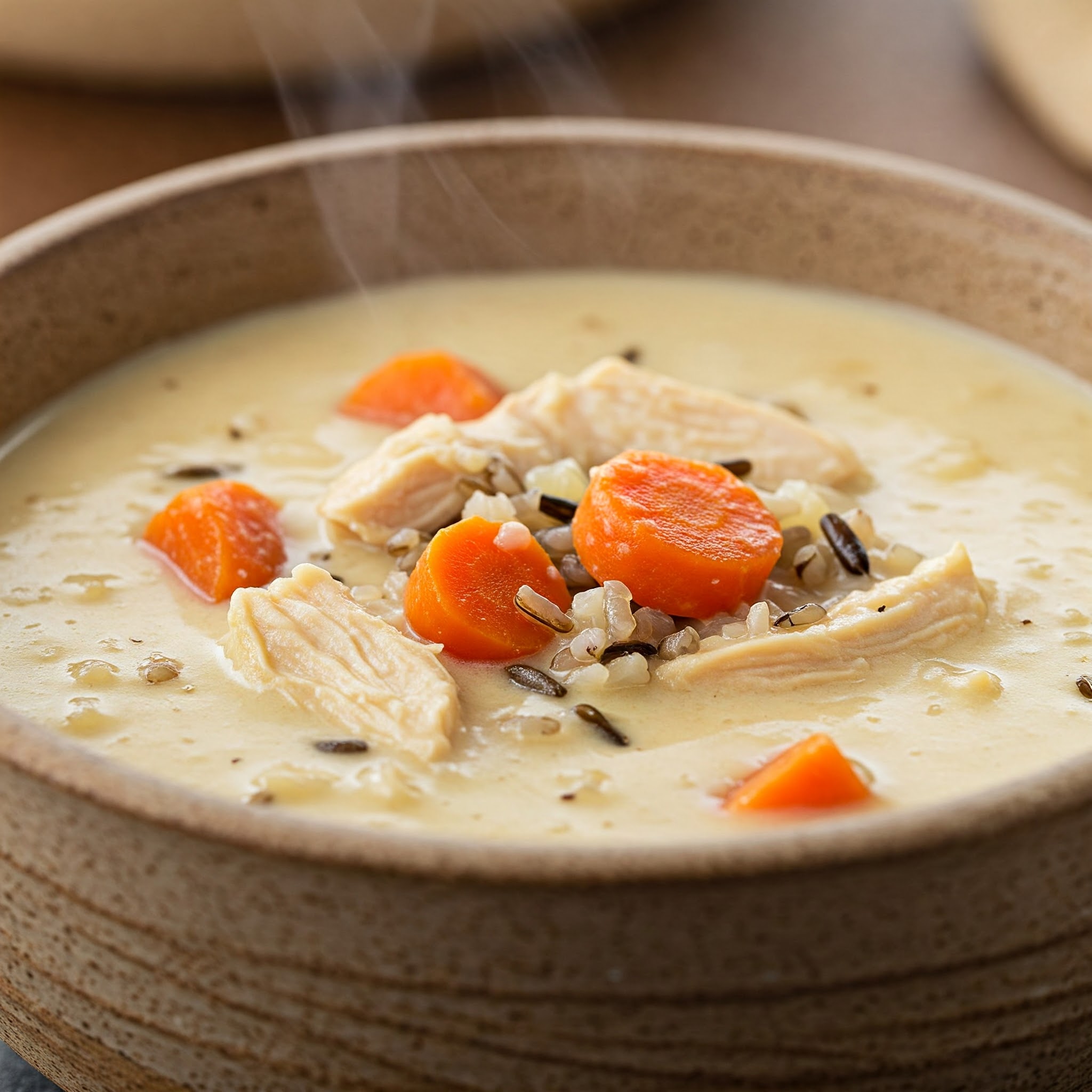 Velvety Crock Pot Creamy Chicken & Wild Rice Soup