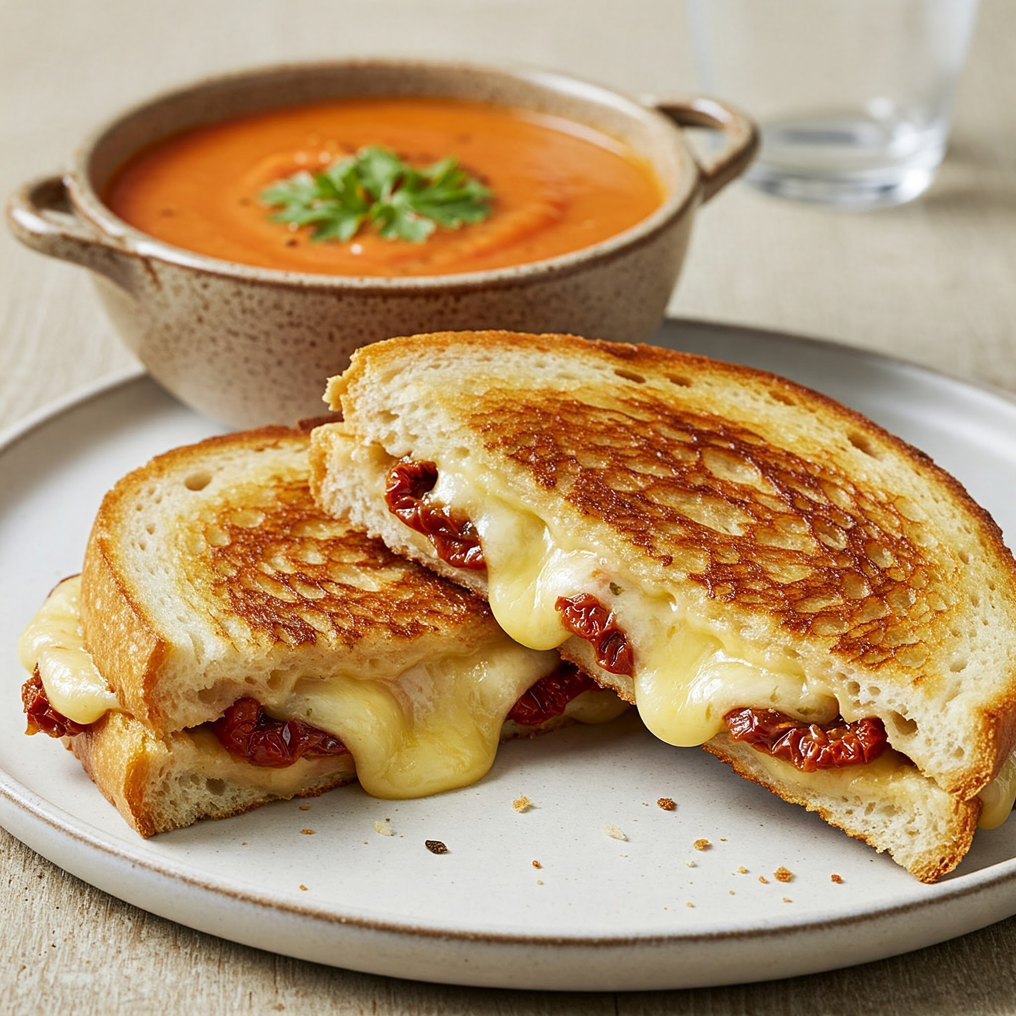 Triple Cheese and Sun-Dried Tomato Grilled Cheese